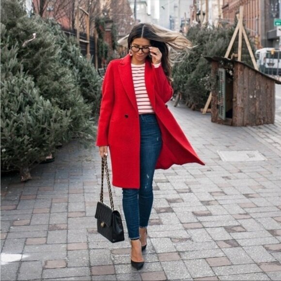 J. Crew Daphne Boiled Wool Topcoat in Red - Picture 2 of 5